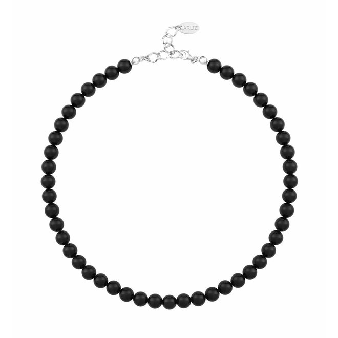 Pearl necklace black - sterling silver - 1110