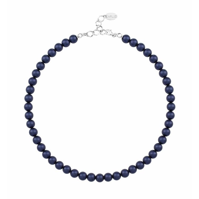 Parelketting donkerblauw 8mm - sterling zilver - ARLIZI 1166 - Noa