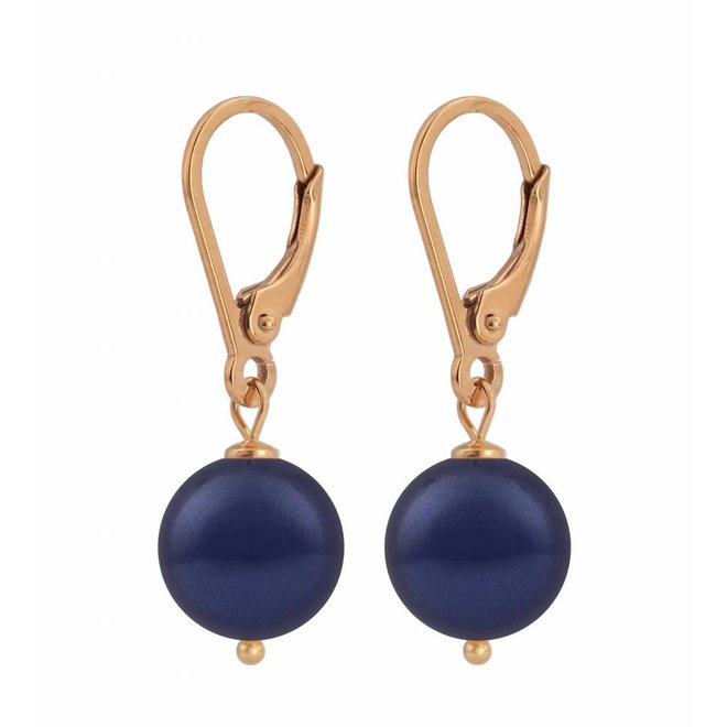 Ohrringe dunkelblaue Perle 10mm - rosévergoldet - ARLIZI 1219 - Noa