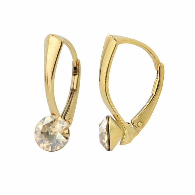 Oorbellen goudkleurig kristal 6mm verguld - 1264