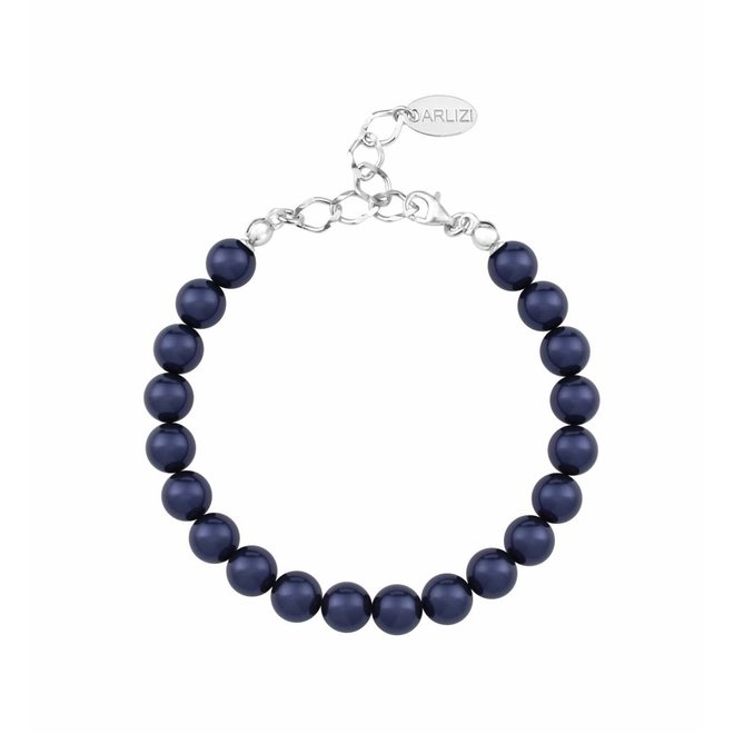 Parel armband blauw - sterling zilver - 1126