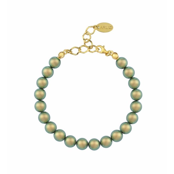 Parel armband groen - zilver verguld - 1133