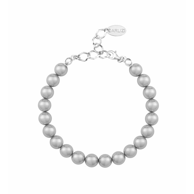 Perlenarmband hellgrau - Sterling Silber - 1123