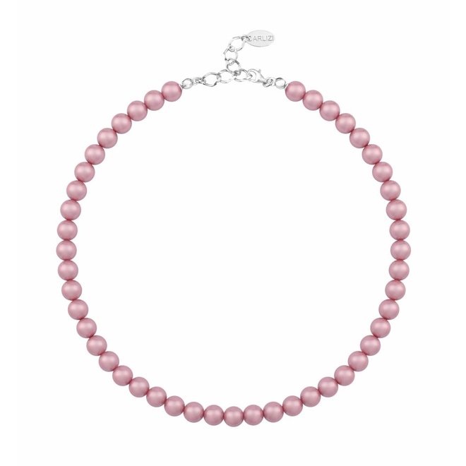 Parelketting roze 8mm - sterling zilver - 1173