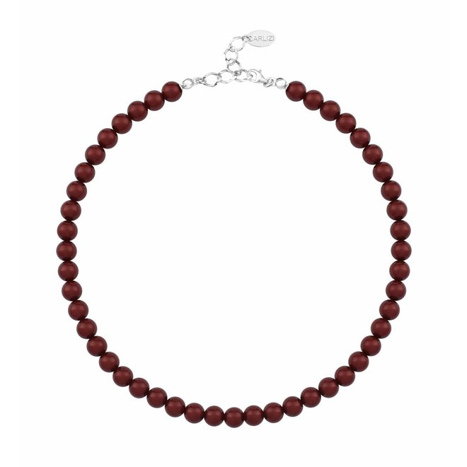 Pearl necklace red 8mm - sterling silver - 1169