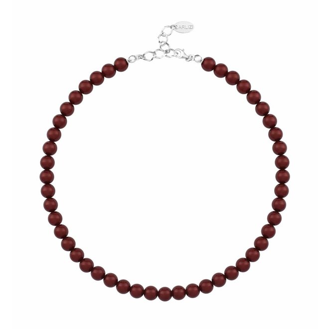 Perlenhalskette bordeaux rot 8mm - Sterling Silber - ARLIZI 1169 - Noa