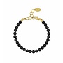 Parel armband zwart 6mm - verguld - ARLIZI 1136 - Noa
