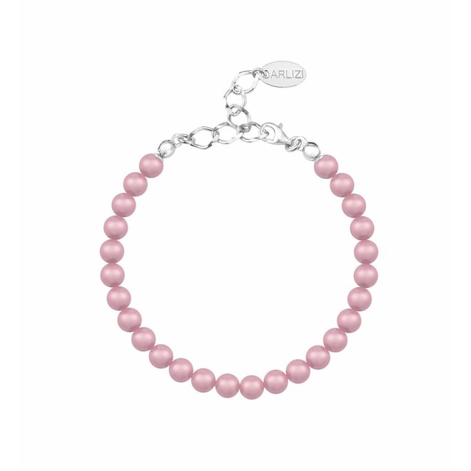 Parel armband roze 6mm - sterling zilver - 1149