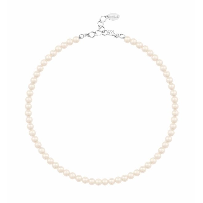 Parelketting crème 6mm - sterling zilver - 1181