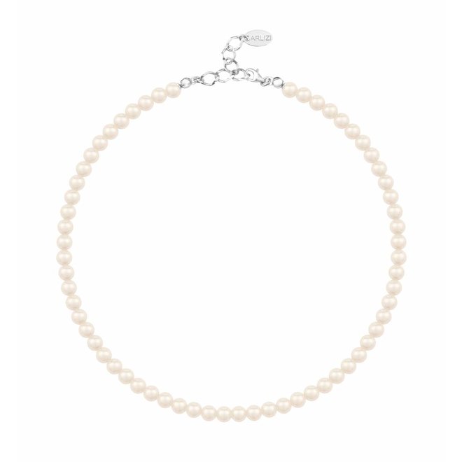 Pearl necklace cream 6mm - sterling silver - 1181