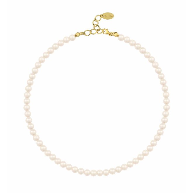 Pearl necklace cream 6mm gold plated - 1182