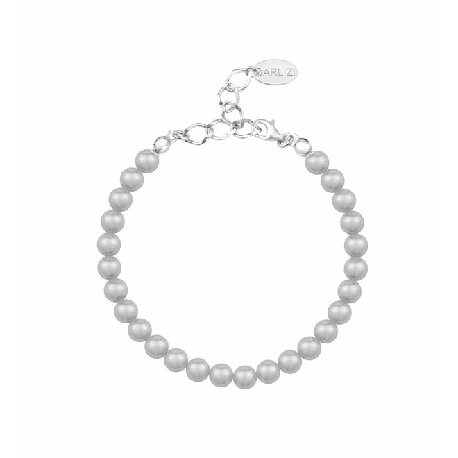 Perlenarmband grau 6mm - Sterling Silber - 1138