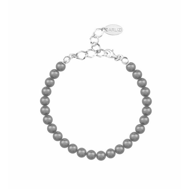 Parel armband donker grijs 6mm - sterling zilver - ARLIZI 1141 - Noa