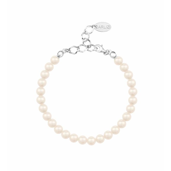Pearl bracelet cream 6mm - sterling silver - 1153