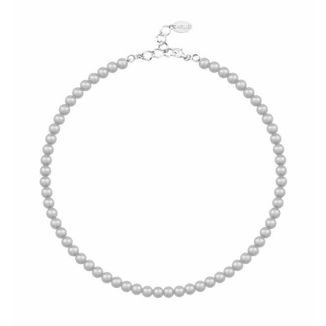 Pearl necklace grey 6mm - sterling silver - 1183