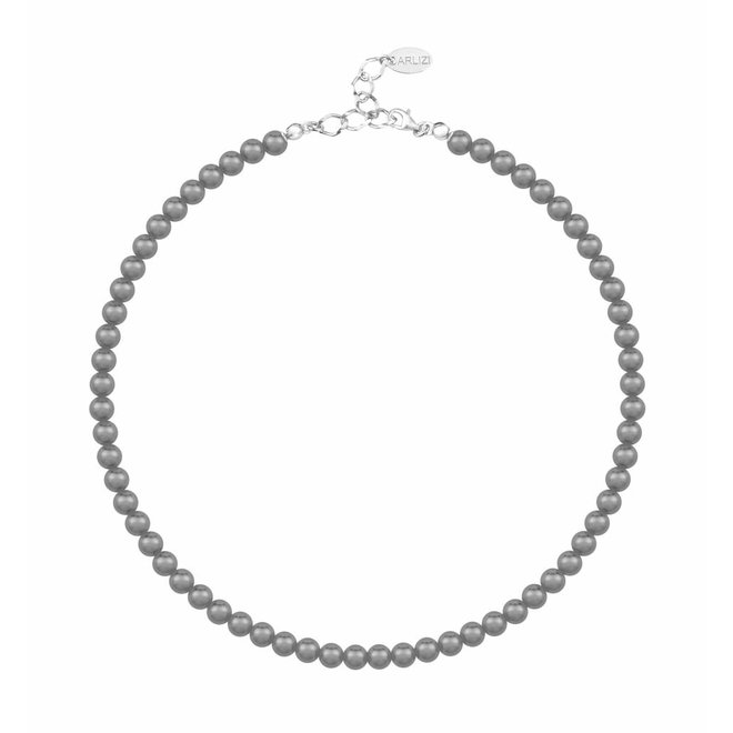 Perlenhalskette dunkelgrau 6mm - Sterling Silber - 1186