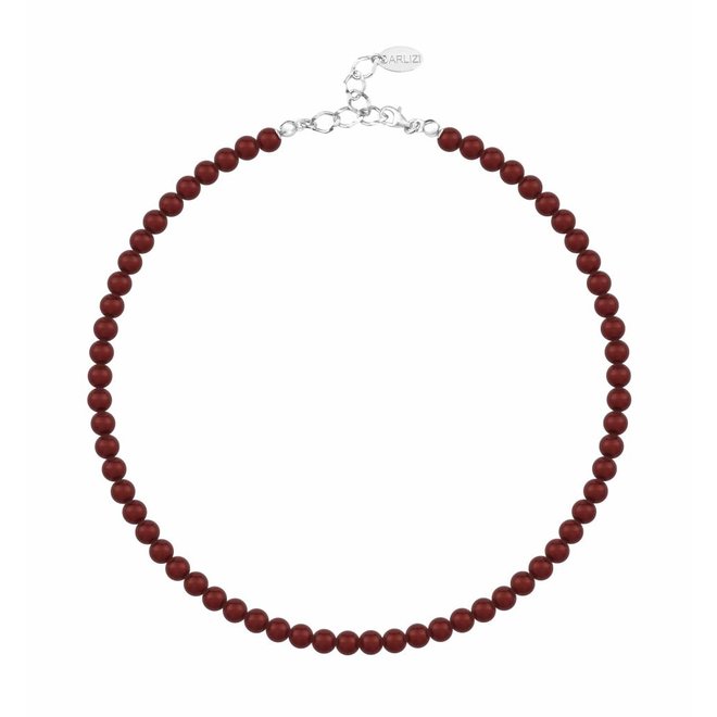 Parelketting bordeaux rood 6mm - sterling zilver - ARLIZI 1192 - Noa