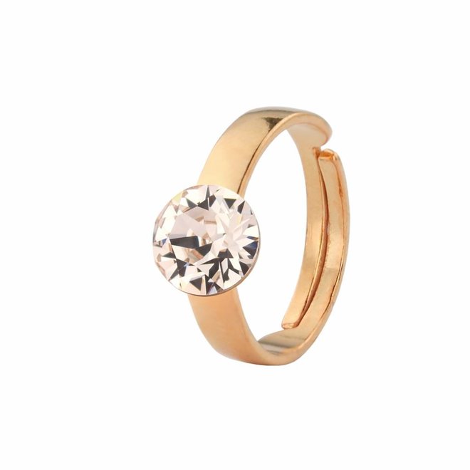 Ring champagne crystal - silver rose gold plated - 1309