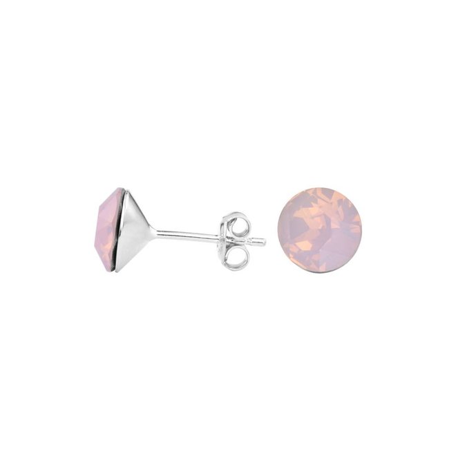 Oorbellen roze opaal Swarovski kristal oorstekers 8mm - sterling zilver - ARLIZI 1426 - Lucy
