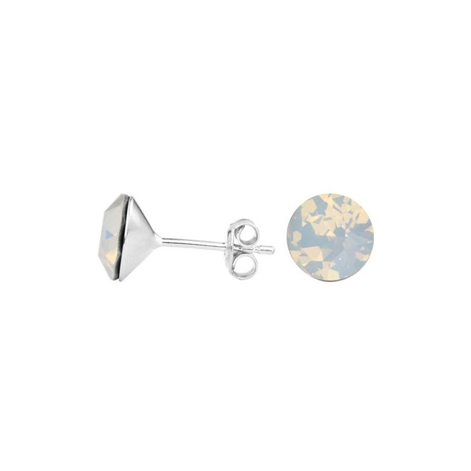 Ohrringe weiß Opal Swarovski Kristall Ohrstecker 8mm - Sterling Silber - ARLIZI 1430 - Lucy