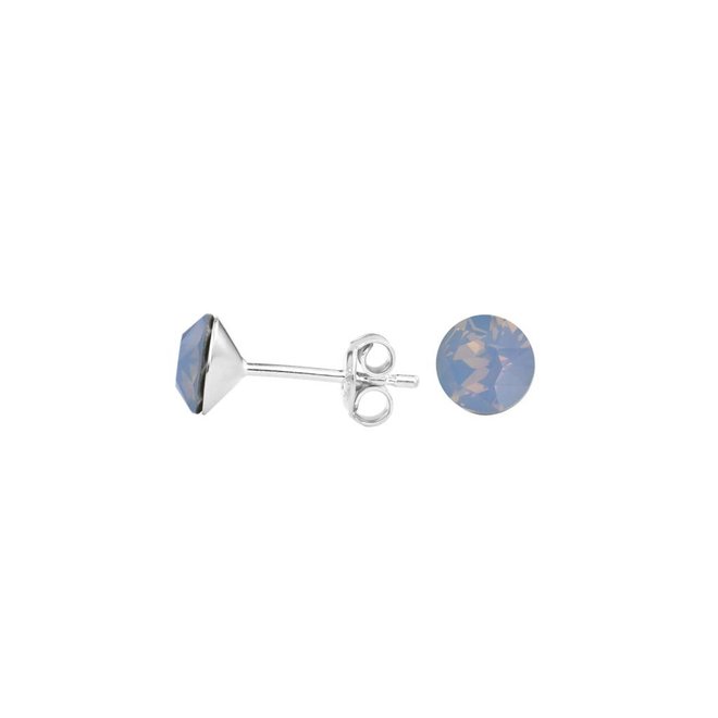 Earrings blue crystal ear studs 6mm - sterling silver - 1427