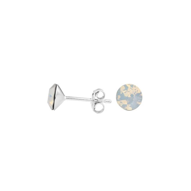 Ohrringe weiß Kristall Ohrstecker 6mm - Sterling Silber - 1429