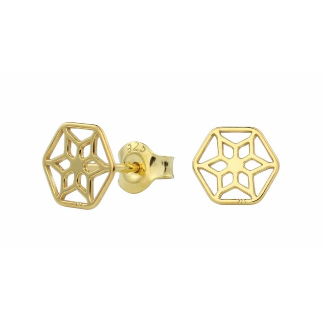 Earrings filigree flower studs gold plated - 1390