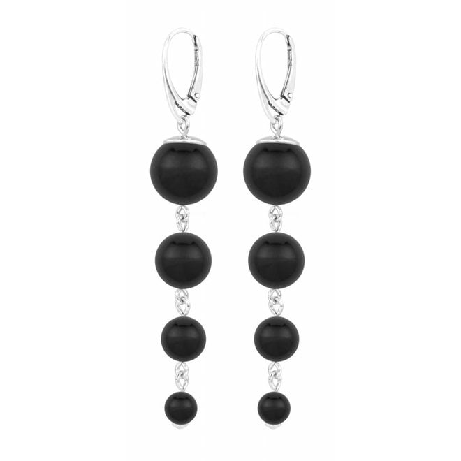 Perle Ohrringe schwarz - Sterling Silber - 1332