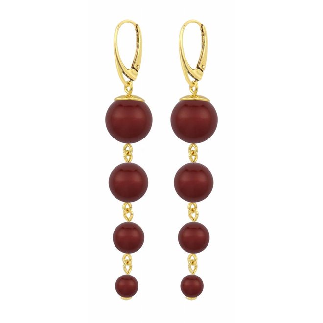 Parel oorbellen bordeaux rood - verguld - ARLIZI 1341 - Nora