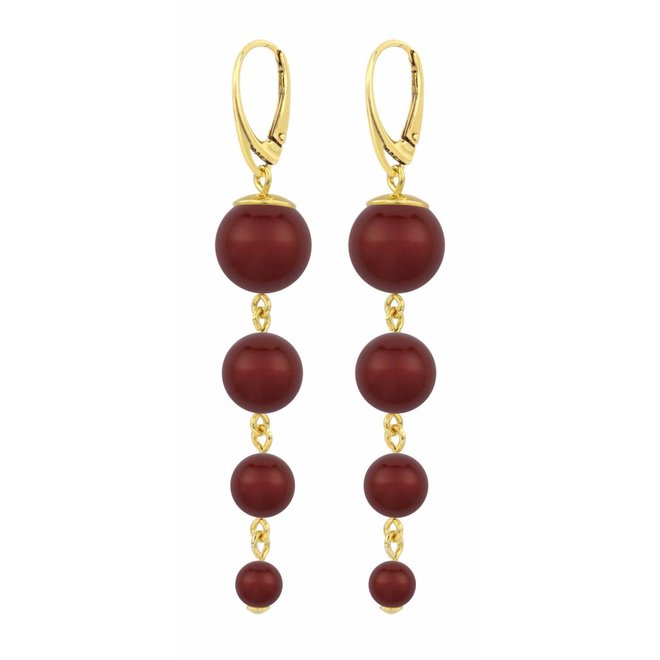 Perle Ohrringe Bordeaux rot - Sterling Silber vergoldet - ARLIZI 1341 - Nora