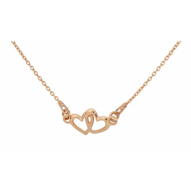 Ketting hartjes hanger - zilver rosé verguld - 1507