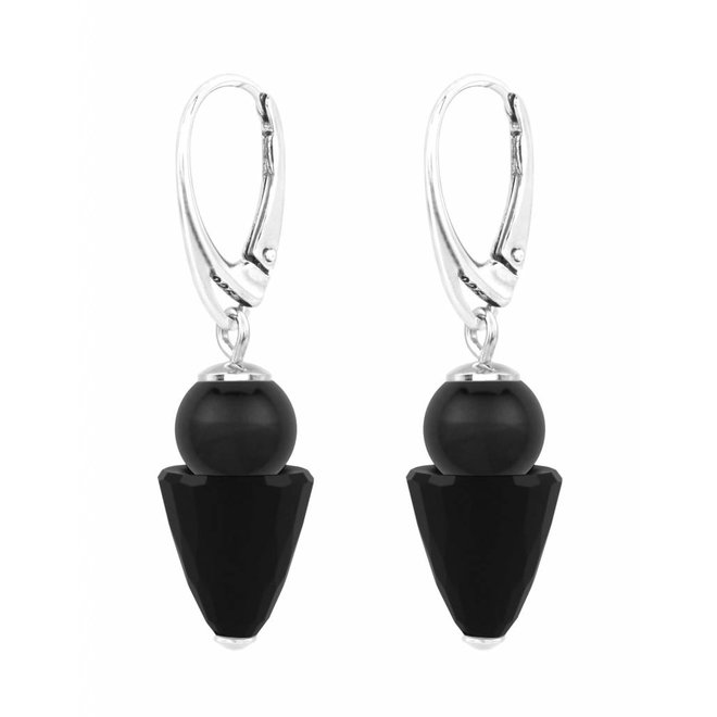 Earrings black Swarovski pearl black crystal - sterling silver - ARLIZI 1467 - Kate