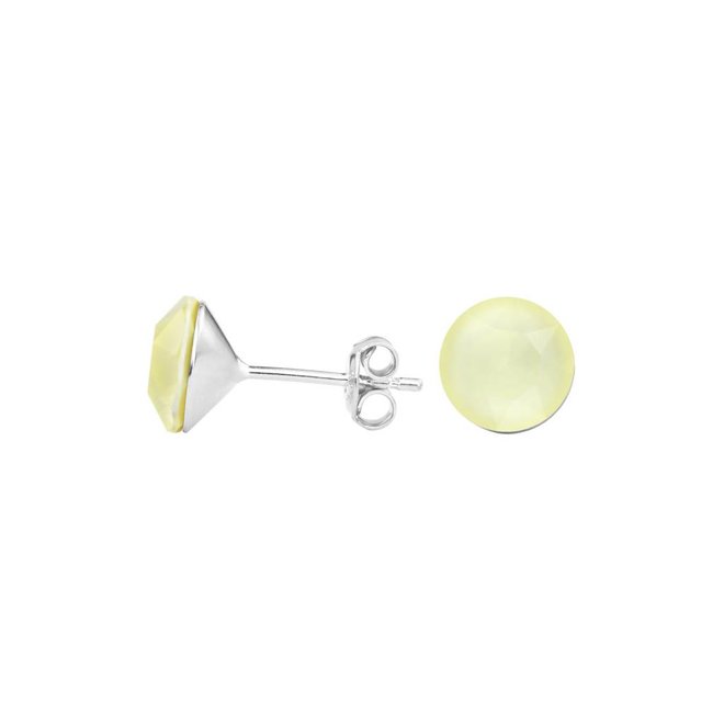 Earrings pastel yellow Swarovski crystal ear studs 8mm - sterling silver - ARLIZI 1517 - Lucy