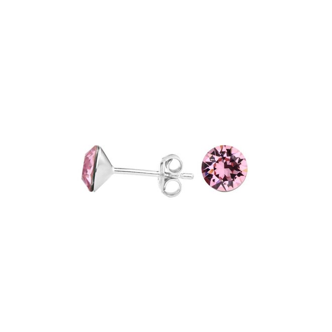 Oorbellen roze Swarovski kristal oorstekers 6mm - sterling zilver - ARLIZI 1518 - Lucy