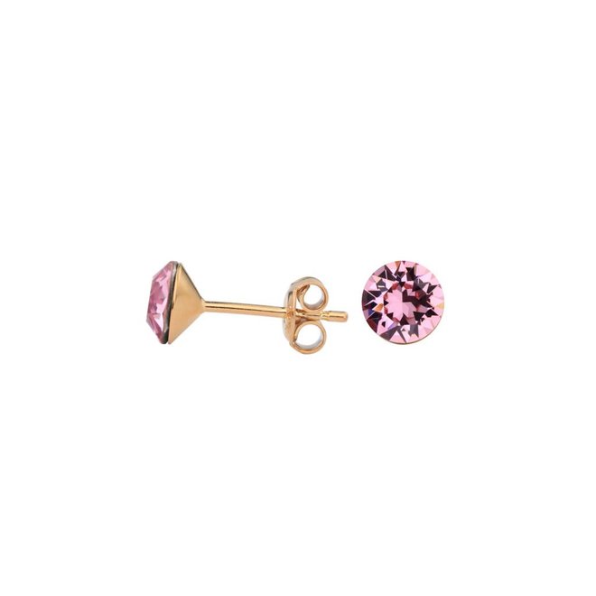 Earrings pink crystal rose gold plated - 1520