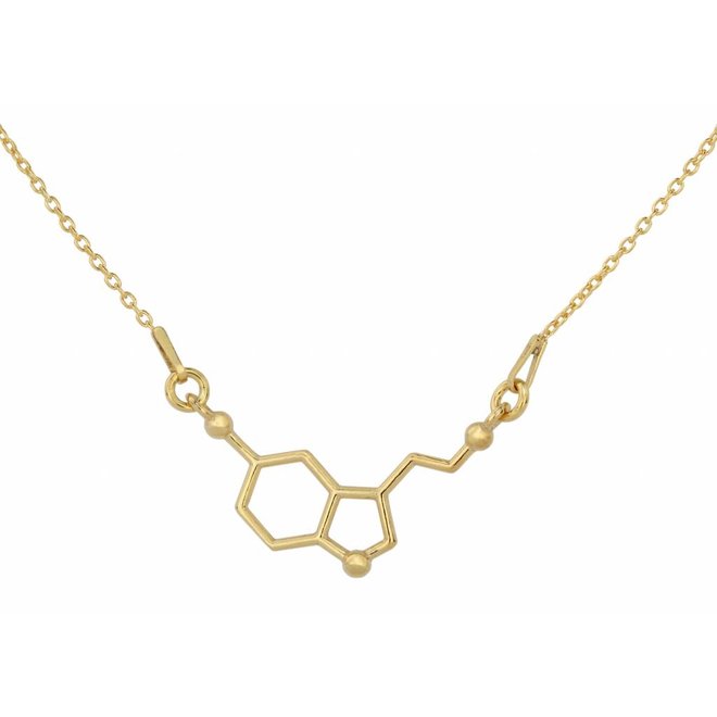 Necklace serotonin molecule gold plated - 1539