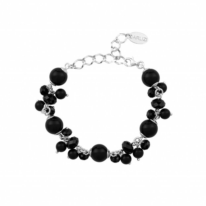 Armband Perle Kristall 925 Silber Schwarz - 1572