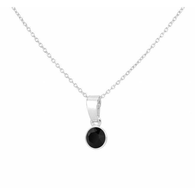 Halskette schwarz Swarovski Kristall Anhänger 6mm - Sterling Silber - ARLIZI 1638 - Nala