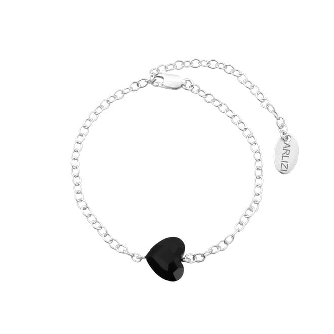 Armband Herz schwarz Swarovski Kristall - Sterling Silber - ARLIZI 1717 - Lara