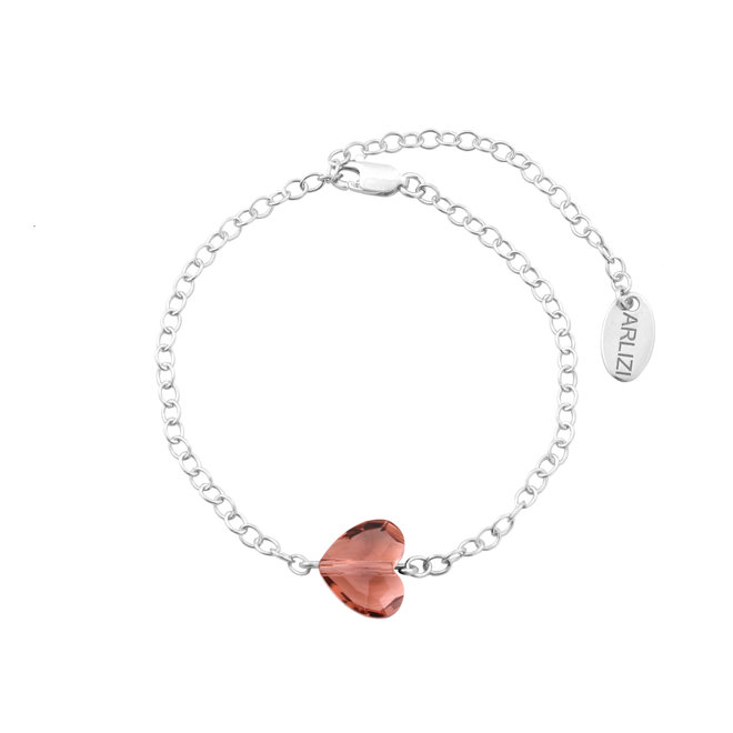 Armband Herz rosa Swarovski Kristall - Sterling Silber - ARLIZI 1719 - Lara