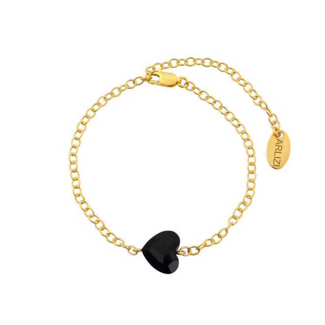 Armband Herz schwarz Swarovski Kristall - vergoldet - ARLIZI 1721 - Lara