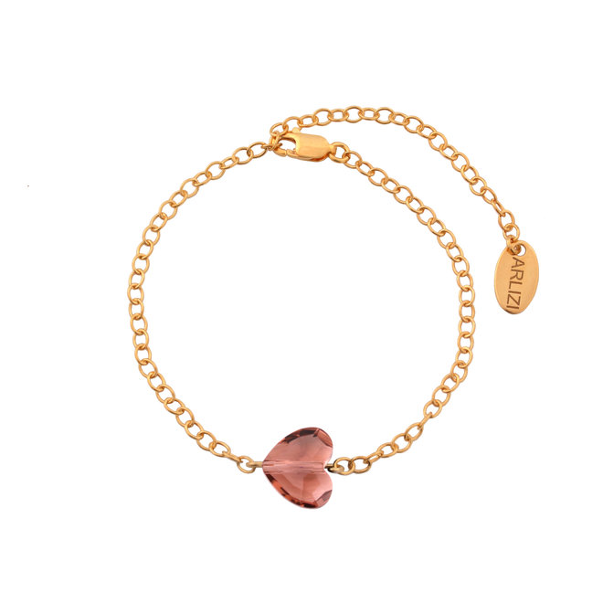 Bracelet crystal heart rose gold plated - 1722