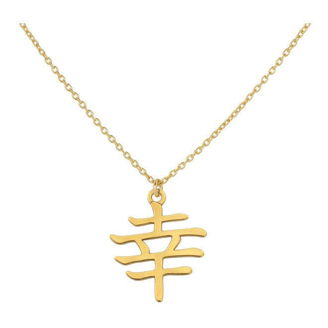 Necklace happiness symbol pendant gold plated - 1724