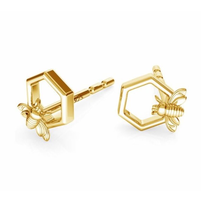 Earrings bee ear studs gold plated - ARLIZI 1753 - Fleury