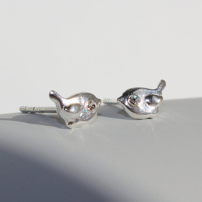 Earrings bird ear studs - sterling silver - ARLIZI 1750 - Fleury
