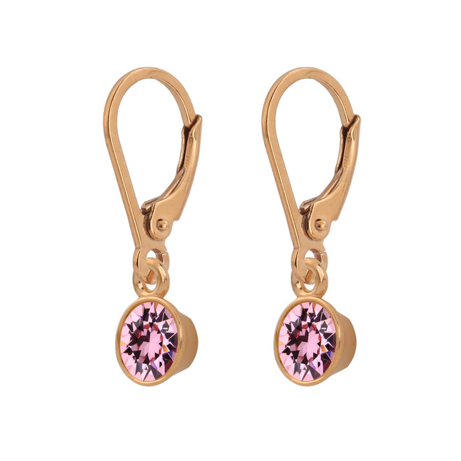 Oorbellen roze Swarovski kristal hanger - roséverguld - ARLIZI 1786 - Nala