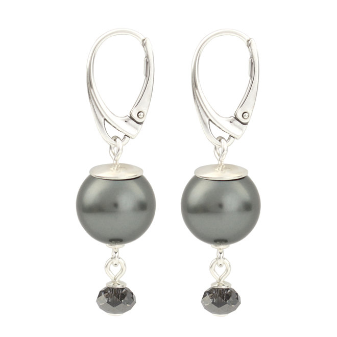 Ohrringe dunkelgraue Perle Swarovski Kristall - Sterling Silber - ARLIZI 1771 - Claire