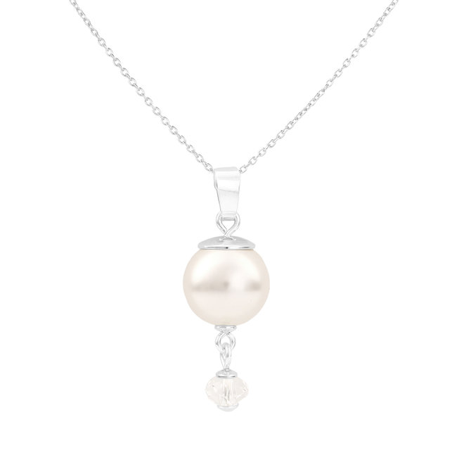 Necklace white pearl Swarovski crystal - sterling silver - ARLIZI 1767 - Claire