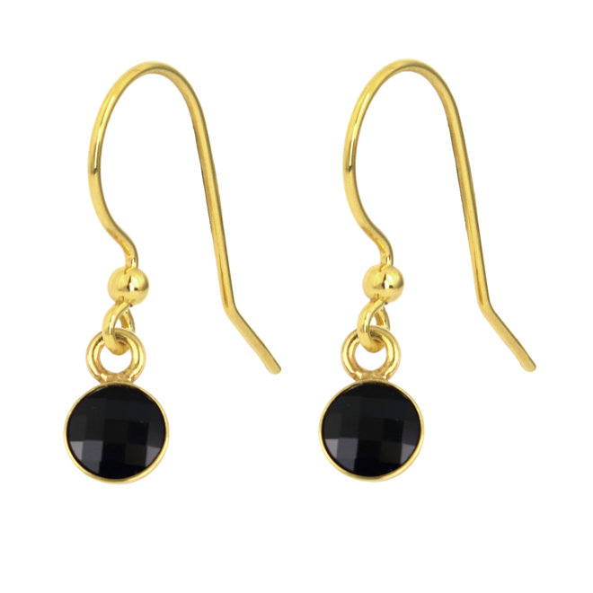 Earrings black crystal gold plated - 1798