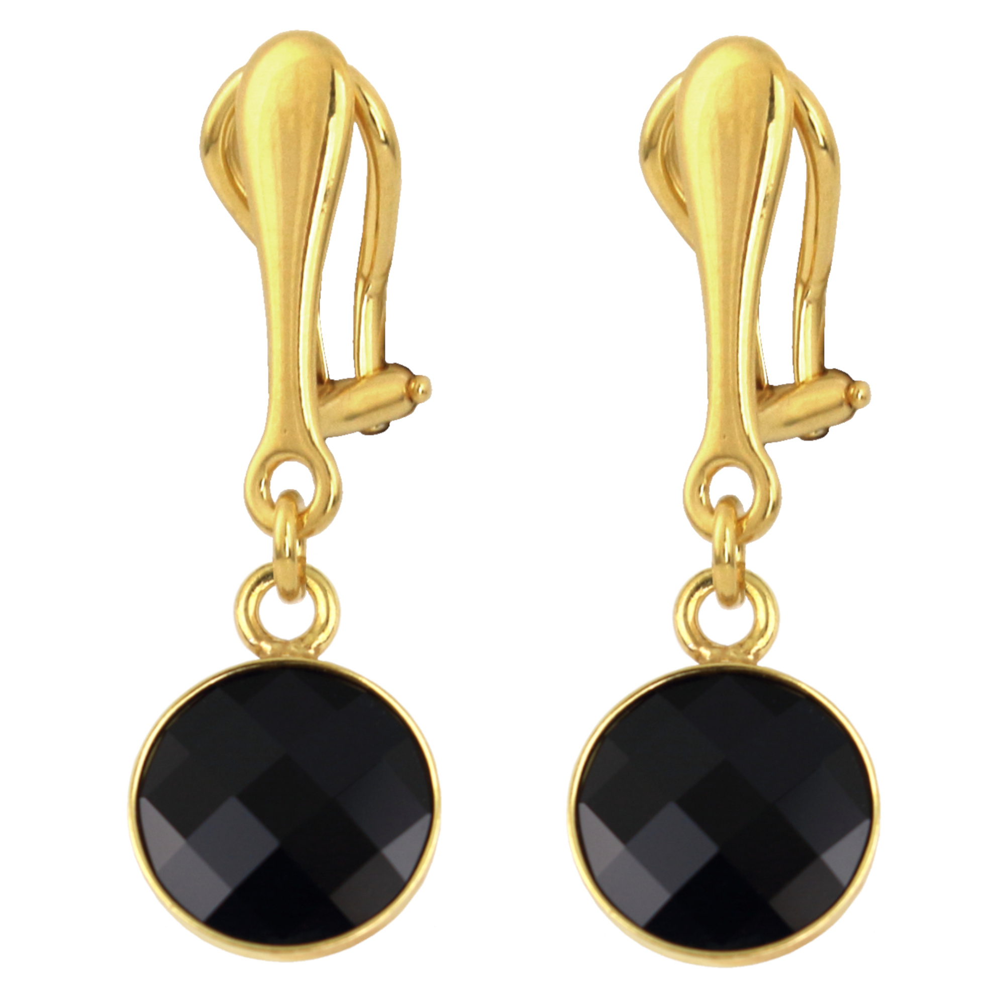 Clip On Earrings Black Crystal 925 Silver Gold Plated Arlizi 1810 Arlizi Jewelry Webshop